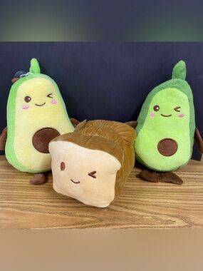 Plush Avocados and Cotton Food Bread Plushies